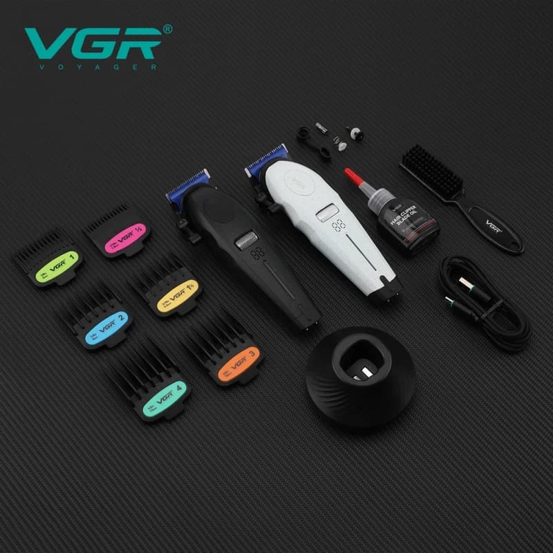 Акумуляторна машинка для стрижки (clipper) VGR V-887C BLACK, 6 насадок, 9000RPM — фото 5