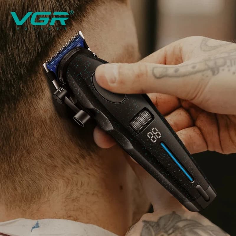 Акумуляторна машинка для стрижки (clipper) VGR V-887C BLACK, 6 насадок, 9000RPM — фото 9