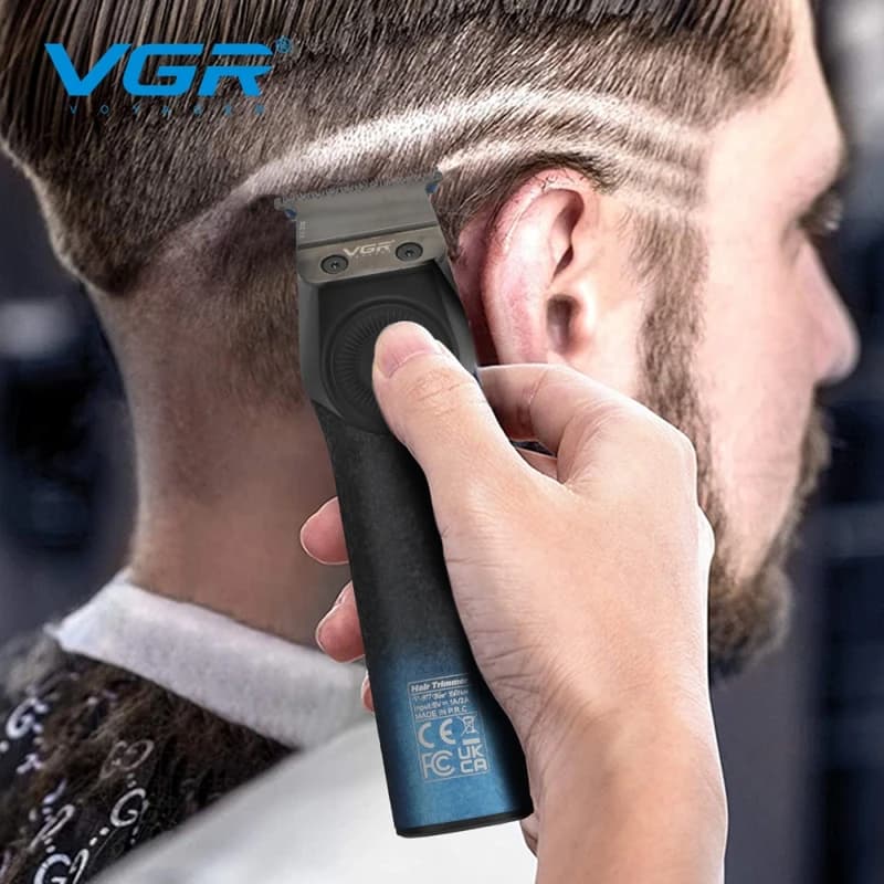 Триммер VGR V-977 BLUE, регулировка мощности 6000 - 8000 RPM, 2500 mAh, 4 насадки, LED display — фото 6