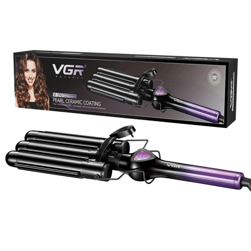 Плойка потрійна VGR V-590 PURPLE, 140-200°C, керамічне покриття, LED display, 130W — фото 2