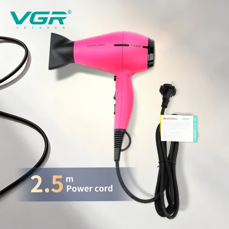 Фен професійний VGR V-457 PINK, 2 швидкості, 3 температурні режими, 2400 Вт — фото 6