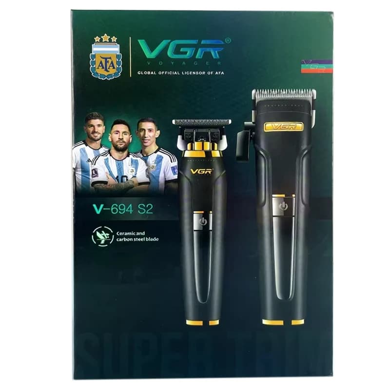 Комплект VGR 2 в 1 V-694 S2 BLACK акумуляторна машинка для стриження (clipper) та триммер — фото 7