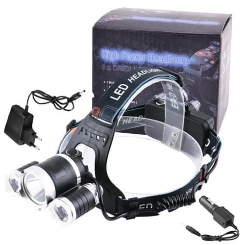 Ліхтар налобний Police 3000-T6+2XPE, 2x18650, signal light, ЗП 220V/12V, Box — фото 2