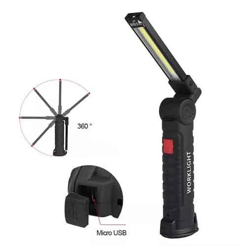 Ліхтар WORKLIGHT W51-SMD+COB (White+Red) Li-Ion акумулятор, поворот180º+180º, магніт, затискач, гак, ЗП microUSB — фото 3
