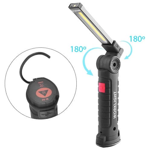 Ліхтар WORKLIGHT W52-SMD+COB (White+Red), Li-Ion акумулятор, поворот180º+180º, магніт, затискач, гак, ЗП microUSB — фото 5