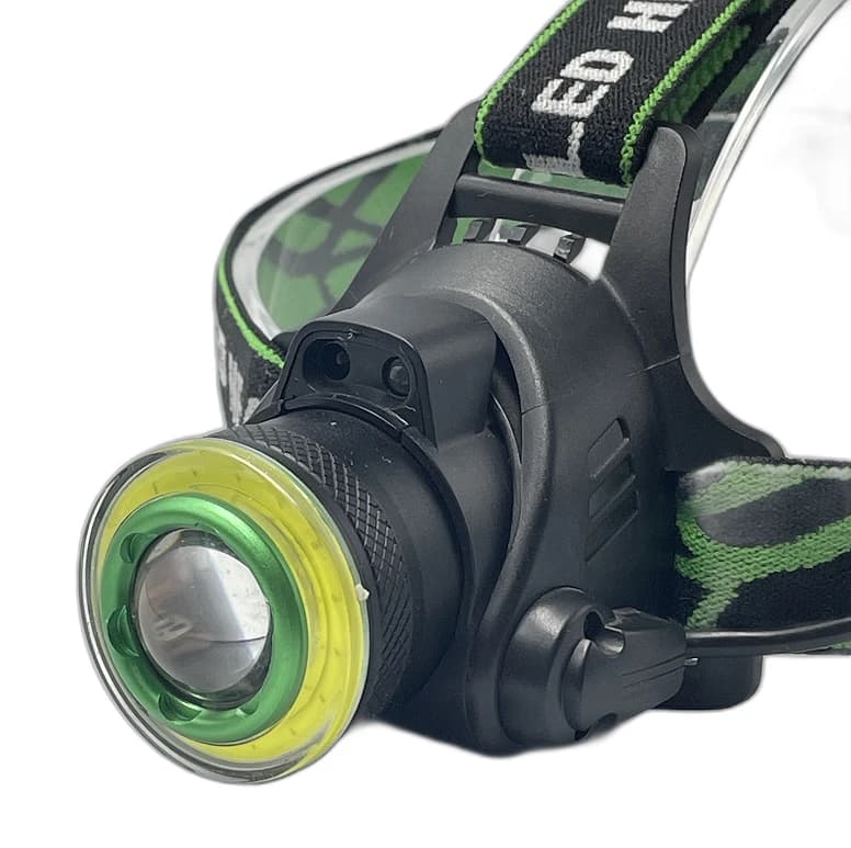 Ліхтар налобний T106-T6+COB, 2x18650, signal light, zoom, ЗП microUSB, Box — фото 5