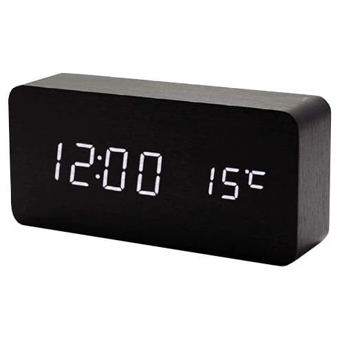 Годинник мережевий VST-862-6 білий, (корпус чорний) температура, USB
