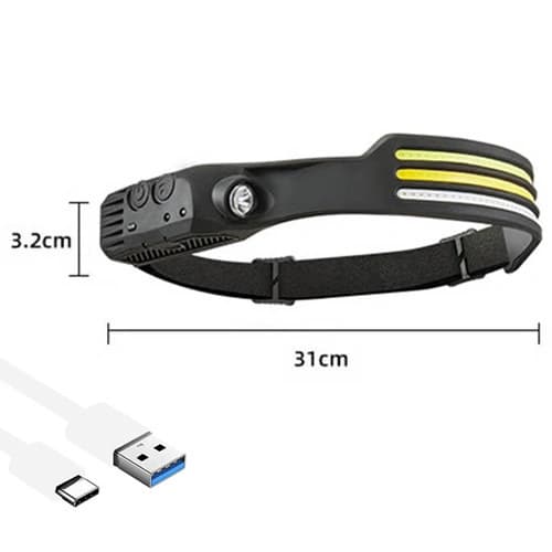 Ліхтар налобний BL-W689-LM+3COB (White+Yellow+Red), Motion Sensor, Li-Ion акум., ЗП Type-C, Box — фото 3