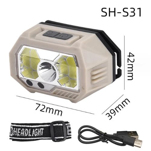 Ліхтар налобний SH-S31-XPE+COB(White+Red), Motion Sensor, Li-Ion акумулятор, ЗП Type-C, Box — фото 7