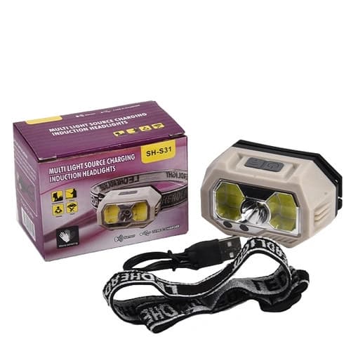 Ліхтар налобний SH-S31-XPE+COB(White+Red), Motion Sensor, Li-Ion акумулятор, ЗП Type-C, Box — фото 8