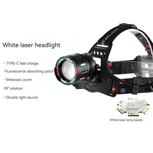Ліхтар налобний NIGHT VISION FLUORESCENCE SY-8087, 1 РЕЖИМ, PM10-TG, 2x18650, signal light, ЗП Type-C, zoom, Box — фото 9