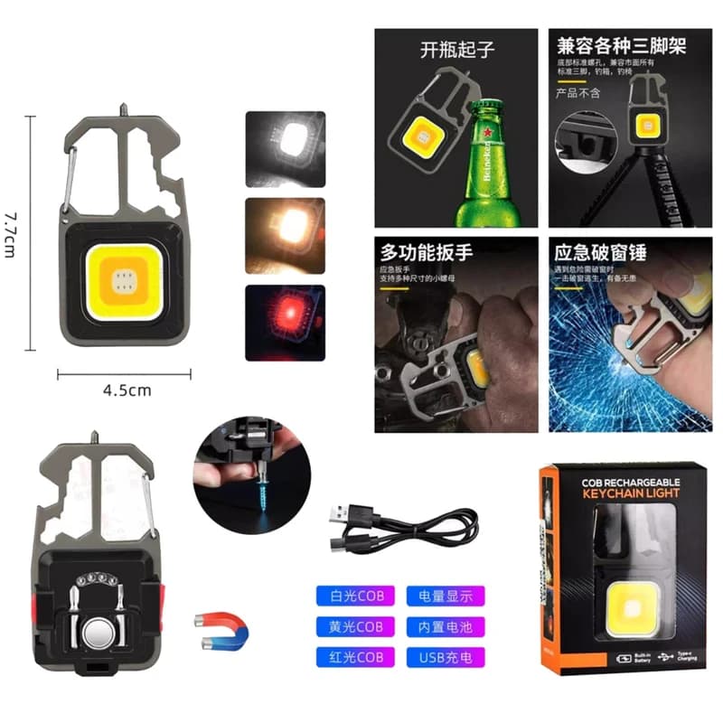 Ліхтар MULTIFUNCTIONAL 5138/KL-535-COB ULTRA(White+Yellow+Red), multitool, Li-Ion акумулятор, магніт, карабін, викрутка, ЗП Type-C — фото 2