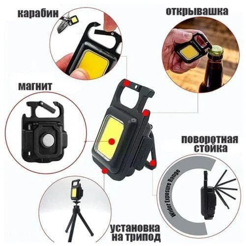 Ліхтар MULTIFUNCTIONAL BL-J031S-COB plastic, Li-Ion акумулятор, магніт, карабін, відкривалка, ЗП Type-C — фото 8