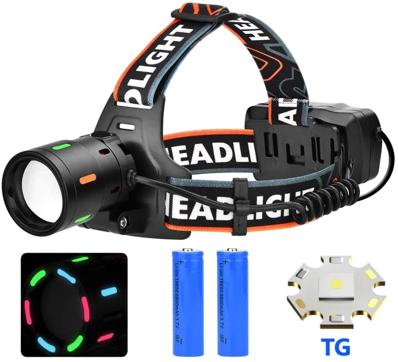 Ліхтар налобний NIGHT VISION FLUORESCENCE BL-T207-TG, 1 РЕЖИМ, 2x18650, ЗП Type-C, zoom — фото 5