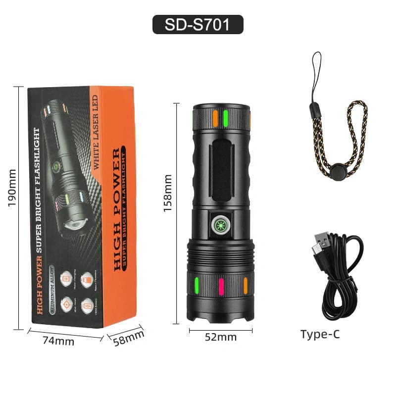 Ліхтар NIGHT VISION FLUORESCENCE 701-PM10-TG, Li-Ion акумулятор, ЗП Type-C, індикація заряду, zoom — фото 8