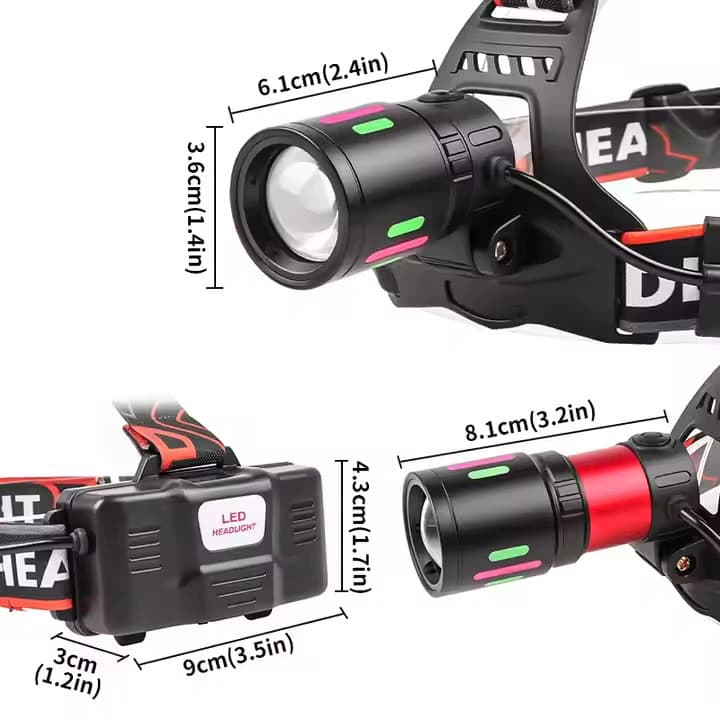 Ліхтар налобний NIGHT VISION FLUORESCENCE 8083 1 РЕЖИМ WHITE LASER LED PM10-TG+COB, 2x18650, ЗП Type-C, zoom — фото 7