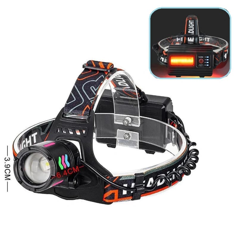 Ліхтар налобний NIGHT VISION FLUORESCENCE 8096 1 РЕЖИМ WHITE LASER LED PM10-TG+COB, 3x18650, ЗП Type-C, zoom — фото 8