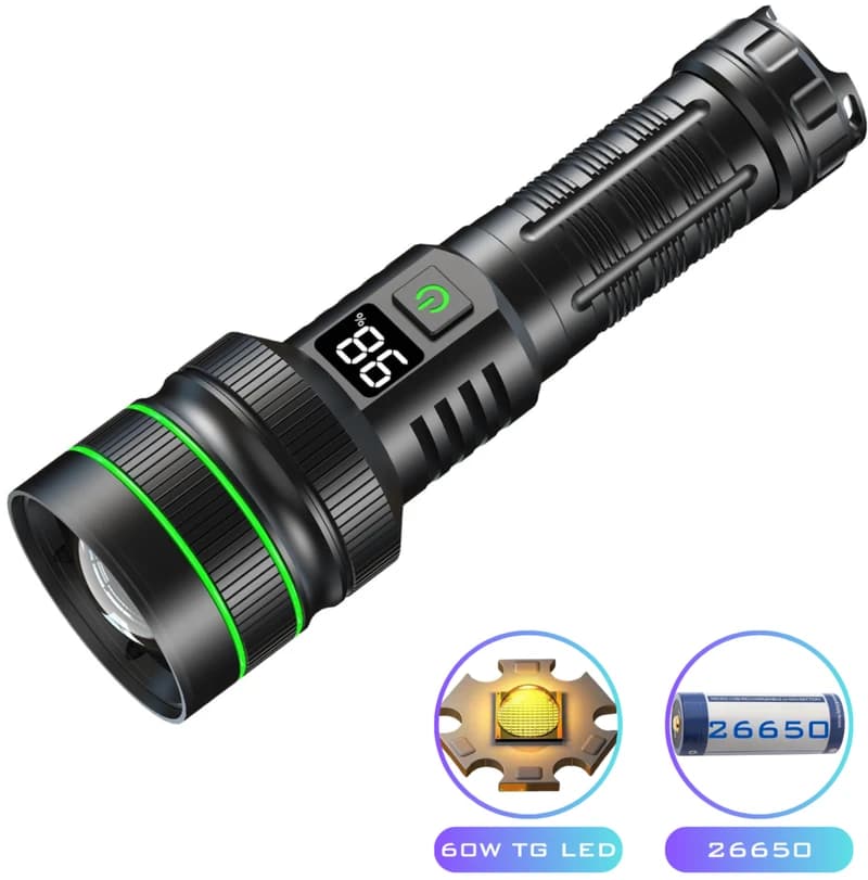 Ліхтар BL-TK-X1-TG-60W, 1x26650, Power Bank, ЗП Type-C, zoom, Box
