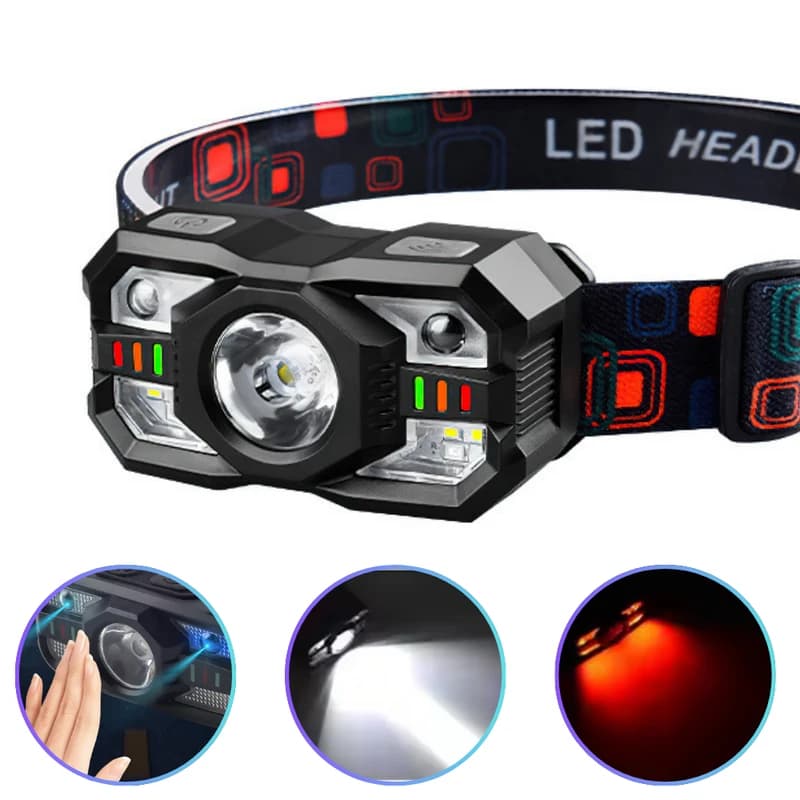 Ліхтар налобний XS-09-LM+6SMD(WHITE+RED)