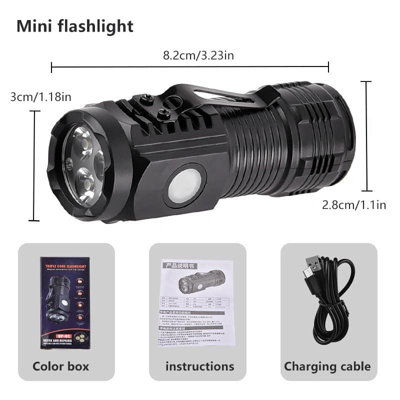 Фонарь HP01B-3LED, Li-Ion аккумулятор, ЗУ Type-C, магнит, Box — фото 3