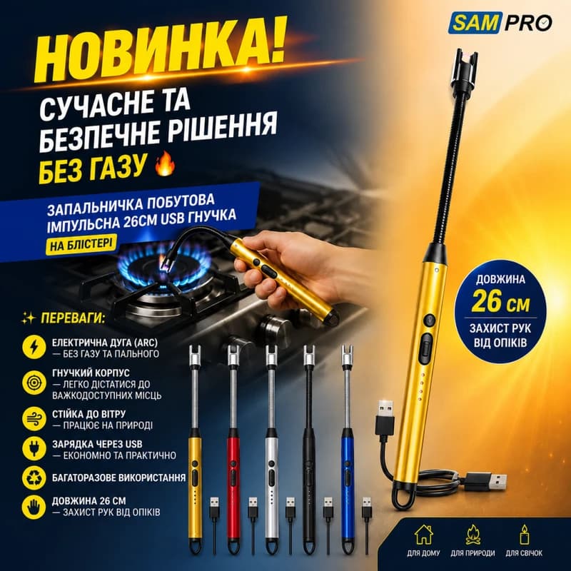 Електронна USB-запальничка HL-891 з гнучкою головою для плити