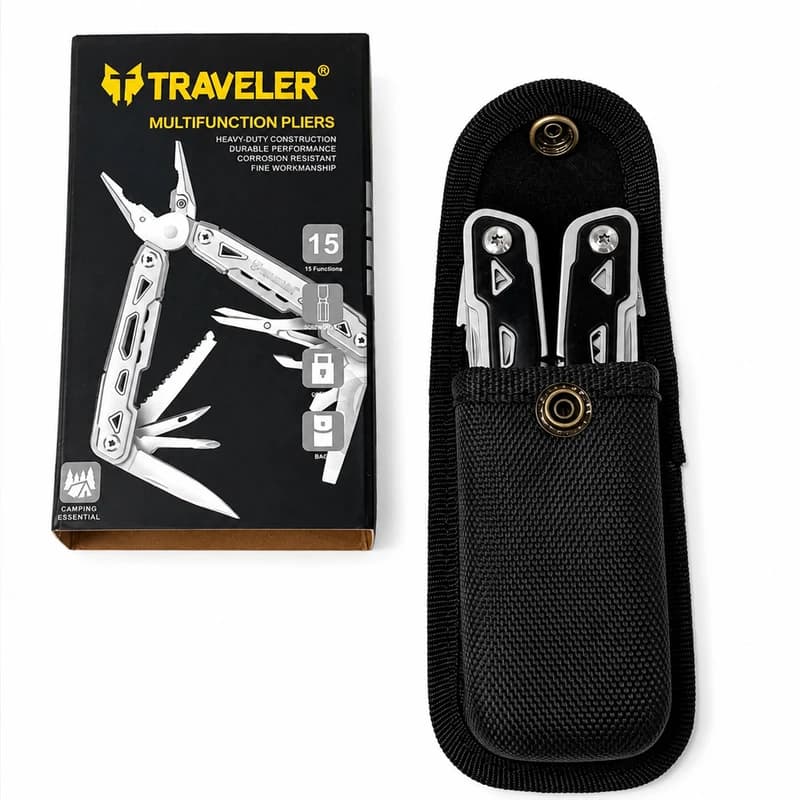 Багатофункціональний мультитул 15 в 1 Traveler MQ-086-G-1 (263 г) з чехлом — фото 5