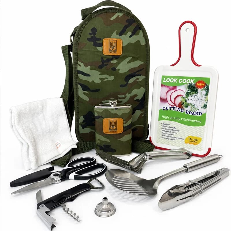 Подарунковий похідний набір в рюкзаку камуфляжному (9 предметів) YB-B