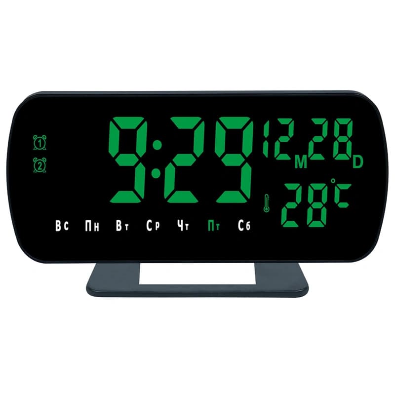 Годинник мережний VST-918-4, зелений, температура, USB