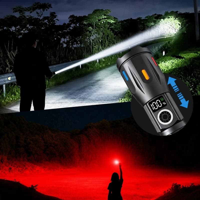 Ліхтар NIGHT VISION FLUORESCENCE M10R-2TG(White+Red), 1x18650, індикація заряду, ЗУ Type-C, zoom — фото 9