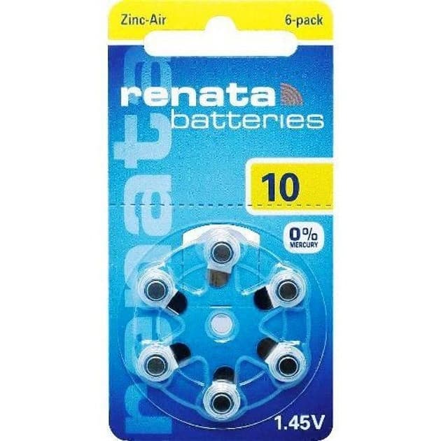 Батарейка для слухових апаратів Renata ZA10 6 шт