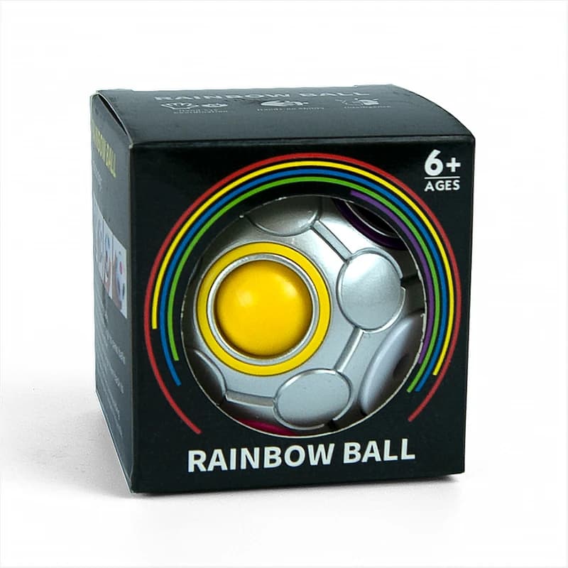 Головоломка антистрес 3D П'ятнашки IQ Rainbow Ball (срібло) — фото 2
