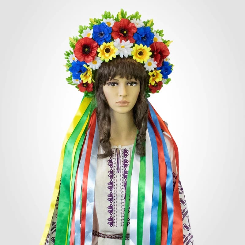 Український вінок високий зі стрічками на голову Мар'яна (р. 54-60) 13697 — фото 4