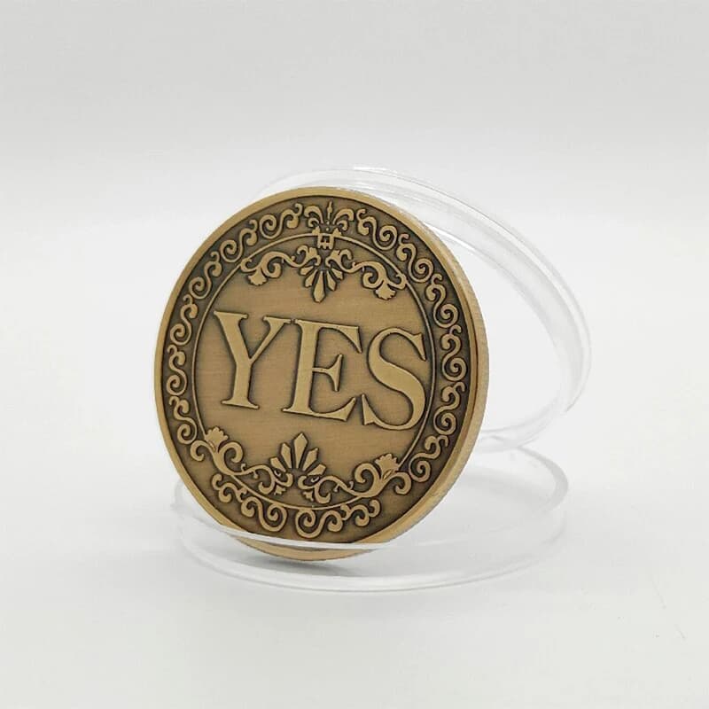 Сувенірна монета прийняття рішень YES/NO 3703 (золото антик) — фото 4