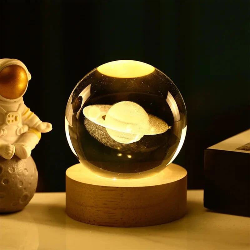 Нічник світильник 3D Кришталева куля Д6 Космос Сатурн 13403 — фото 1