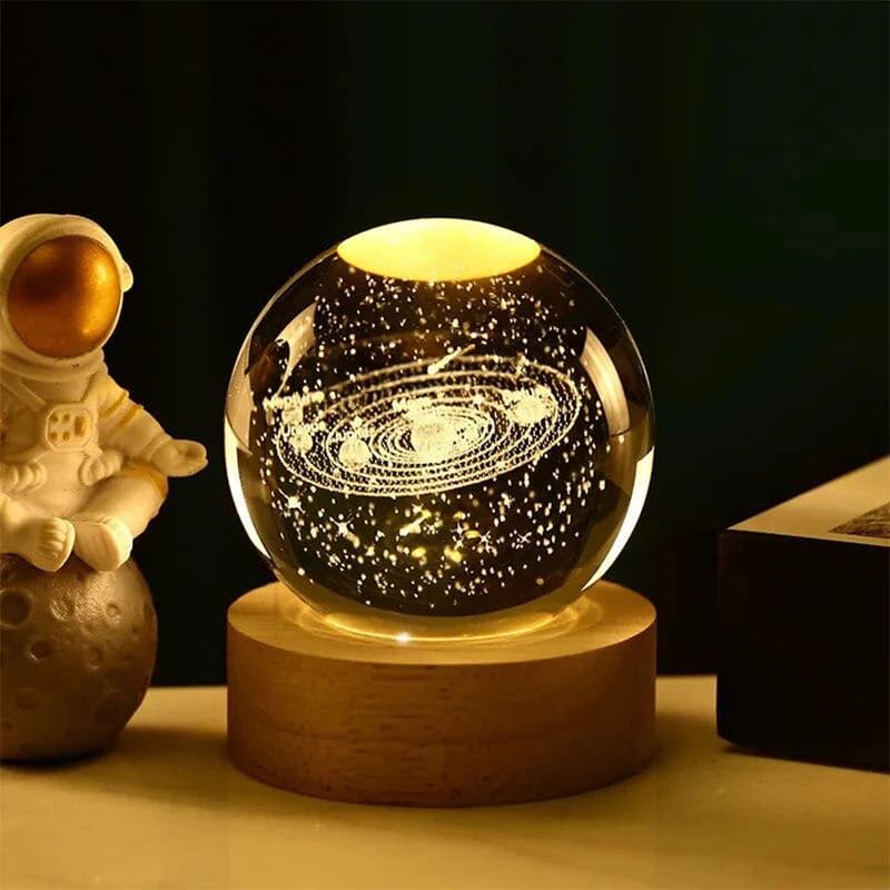 Нічник світильник 3D Кришталева куля Д6 Космос Сонячна система 13404 — фото 1