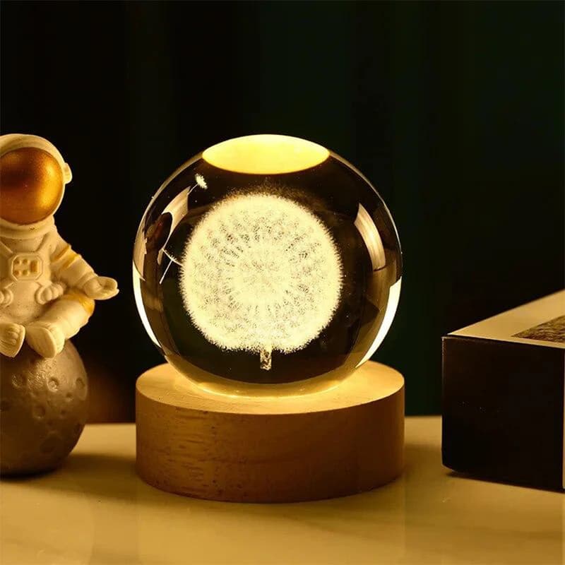 Нічник світильник 3D Кришталева куля Д6 Кульбаба 13405 — фото 1