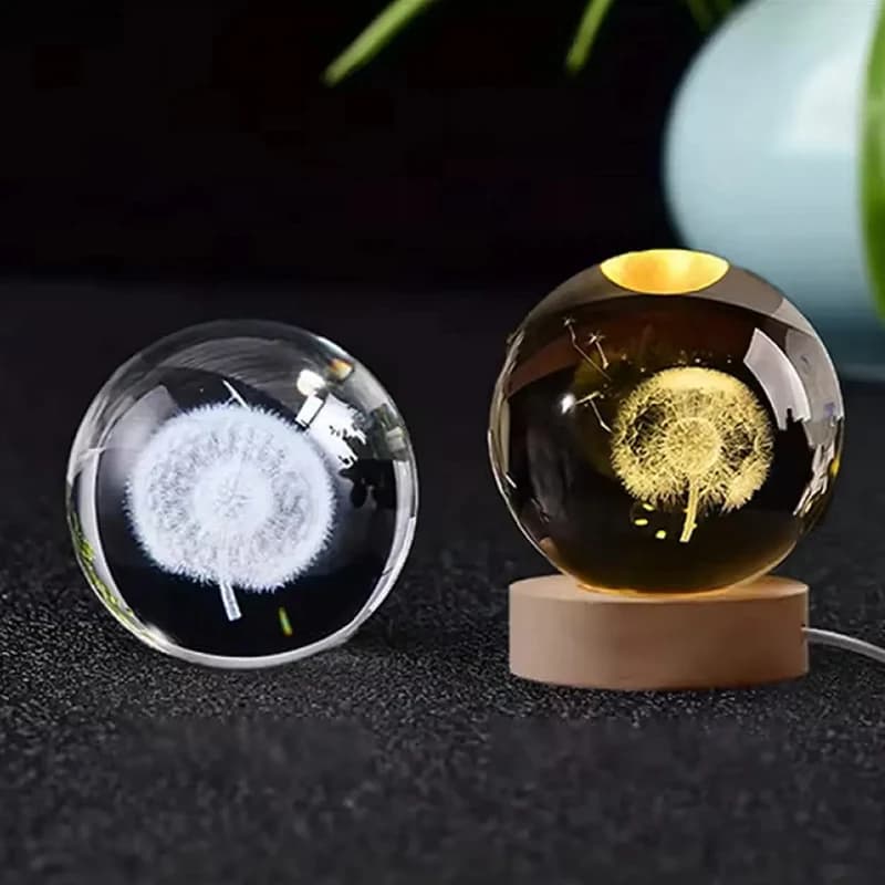 Нічник світильник 3D Кришталева куля Д6 Кульбаба 13405 — фото 2