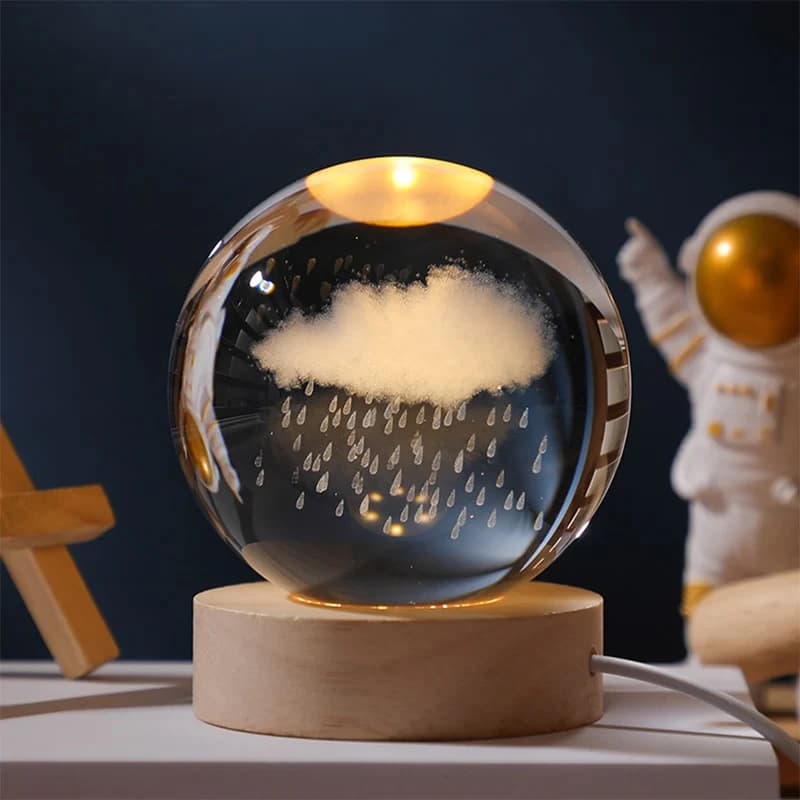 Нічник світильник 3D Кришталева куля Д6 Хмарка 13407 — фото 1