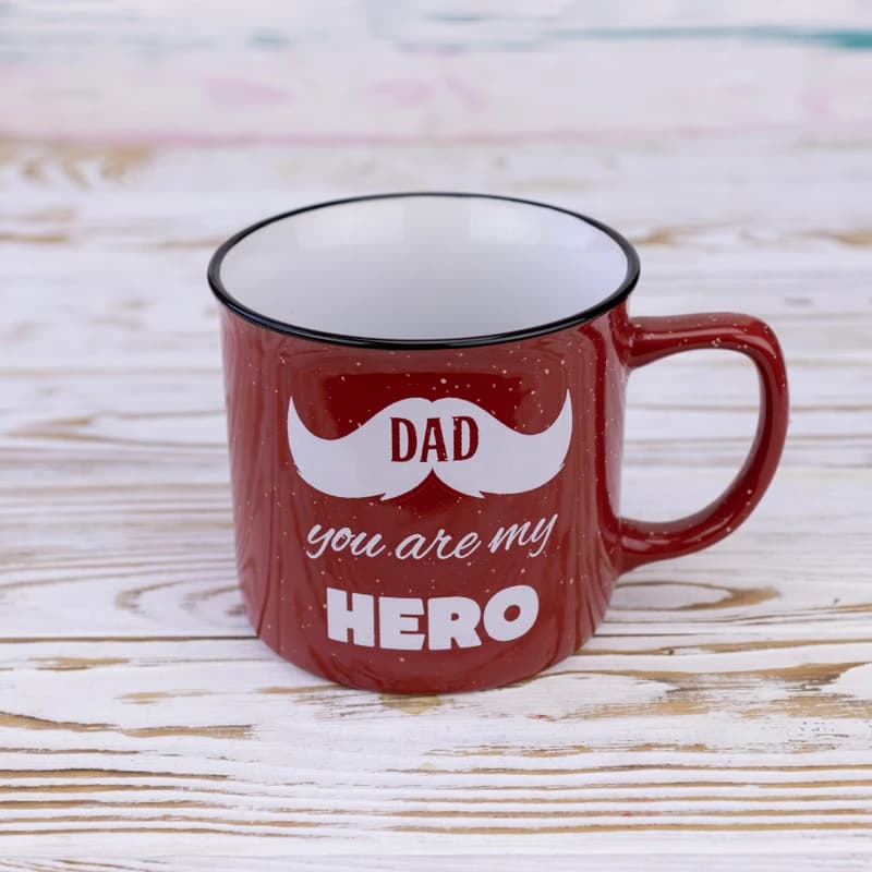 Кухоль для тата Тато ти мій герой - Dad you are my hero 400 мл 12735 (червоний) — фото 1