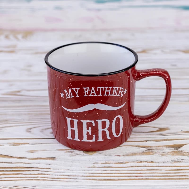 Кухоль для тата Мій батько герой - My father hero 400 мл 12743 (червоний) — фото 1