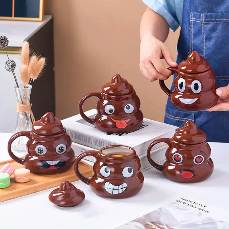 Кухоль керамічний фігурний Какашка Emoji №2 — фото 3