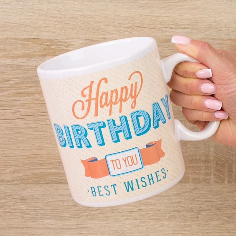 Кухоль Гігант З Днем Народження - Happy birthday best wishes (кремова)