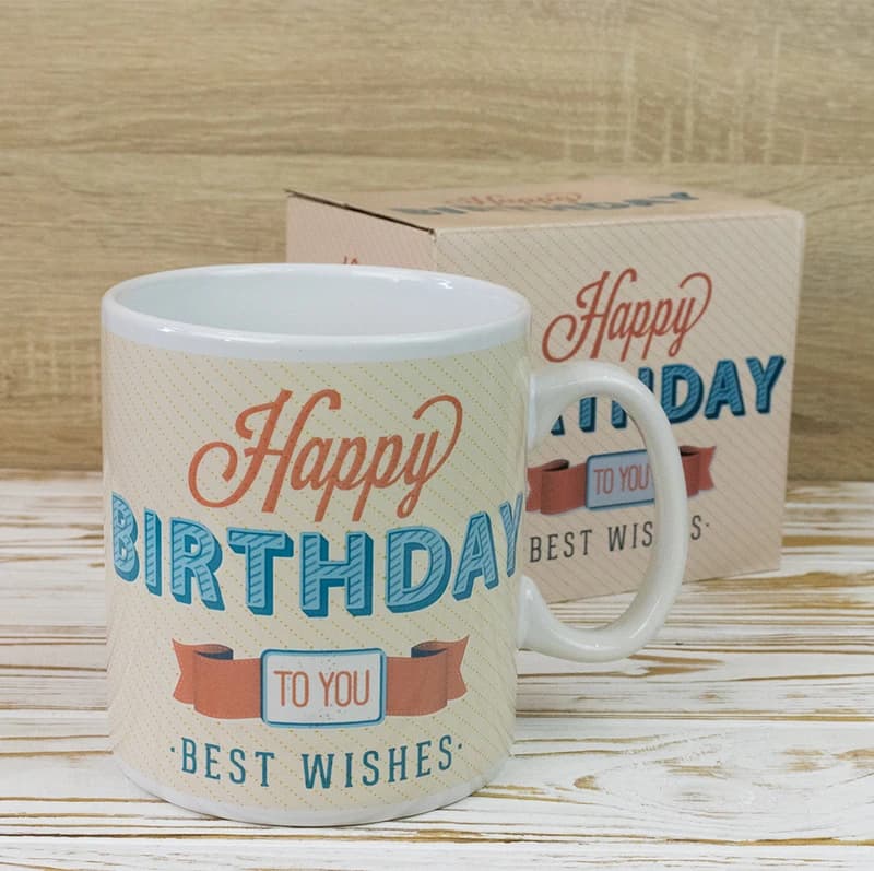 Кухоль Гігант З Днем Народження - Happy birthday best wishes (кремова) — фото 2