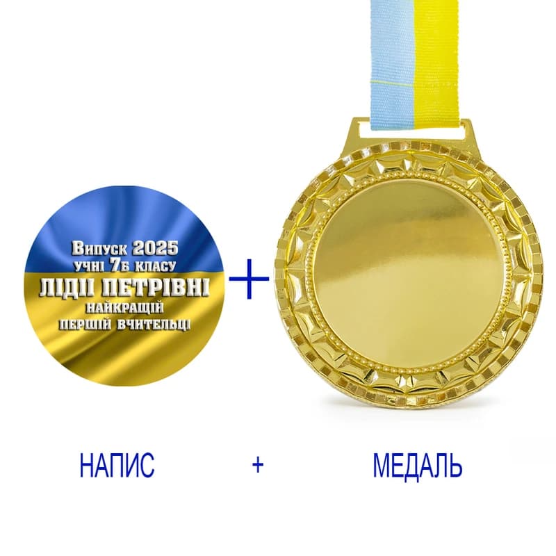 Індивідуальний друк №14 напису на подарунковій медалі прапор (max 70 символів) — фото 4
