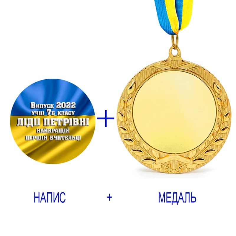 Індивідуальний друк №14 напису на подарунковій медалі прапор (max 70 символів) — фото 5