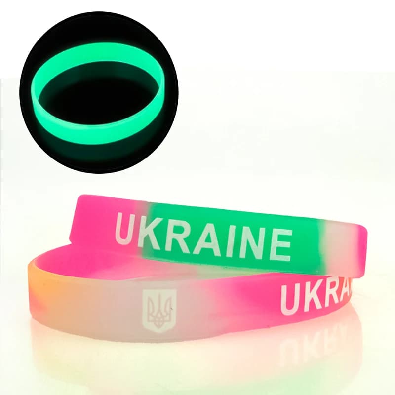 Браслет силіконовий Ukraine світлонакопичувальний (уп. 10 шт) — фото 2