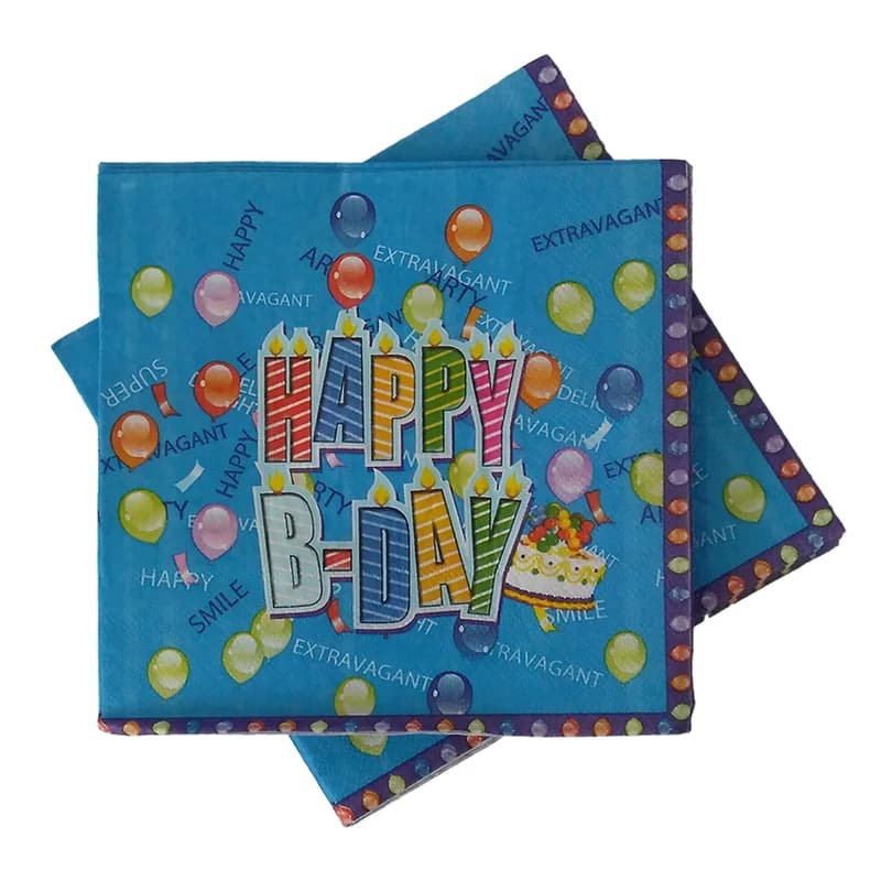 Серветки Happy Birthday сині (уп. 20шт)
